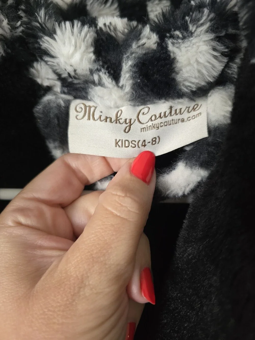 Minky Couture Robe Kids 4-8 Pink White Thick Ultra Plush Checkered Blanket Warm